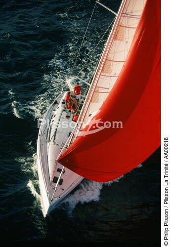 Monocoque de croisière sous spi. - © Philip Plisson / Plisson La Trinité / AA00218 - Photo Galleries - Sailing boat