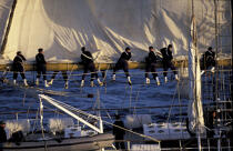 L'esmaralada et son équipage. © Philip Plisson / Plisson La Trinité / AA00197 - Photo Galleries - Four-masted schooner