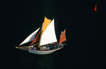Langoustier rentrant au port en fin de journée. © Philip Plisson / Plisson La Trinité / AA00238 - Photo Galleries - Traditional sailing