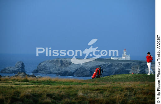L'anse de Ster Woen avec son golf. - © Philip Plisson / Plisson La Trinité / AA00307 - Nos reportages photos - Ile [56]