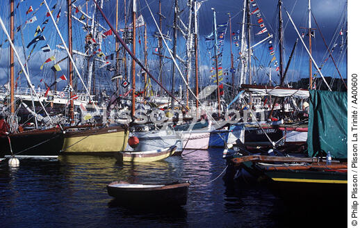 Bateaux à quai décorés de pavois. - © Philip Plisson / Plisson La Trinité / AA00600 - Nos reportages photos - Yachting