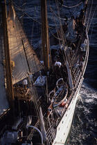 Equipage sur le pont de l'Esmeralda. © Philip Plisson / Plisson La Trinité / AA00837 - Nos reportages photos - Terme marin