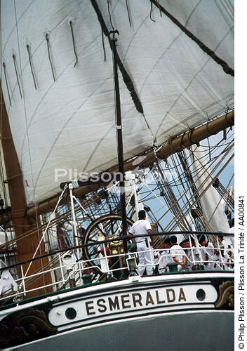 Poupe de l'Esmeralda. - © Philip Plisson / Plisson La Trinité / AA00841 - Photo Galleries - Four-masted schooner