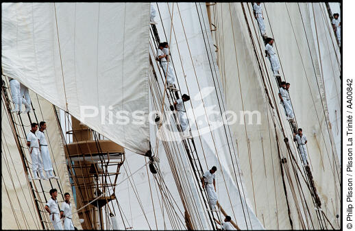 Equipage de l'Esmaralda dans la mâture. - © Philip Plisson / Plisson La Trinité / AA00842 - Photo Galleries - Tall ship / Sailing ship
