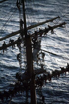 Officers sur les vergues. © Philip Plisson / Plisson La Trinité / AA00869 - Photo Galleries - Tall ship / Sailing ship