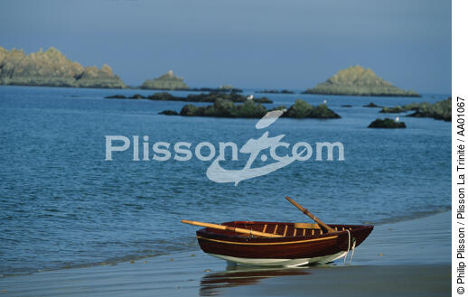 Barque sur la plage. - © Philip Plisson / Plisson La Trinité / AA01067 - Nos reportages photos - Bateau à rames