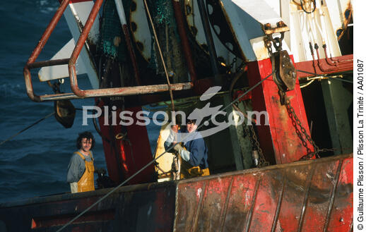 Pêcheurs sur un chalutier. - © Guillaume Plisson / Plisson La Trinité / AA01087 - Nos reportages photos - Chalutier