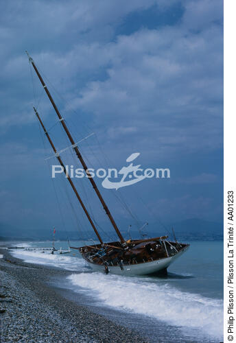 Bateau de croisière sur une plage. - © Philip Plisson / Plisson La Trinité / AA01233 - Nos reportages photos - Plage