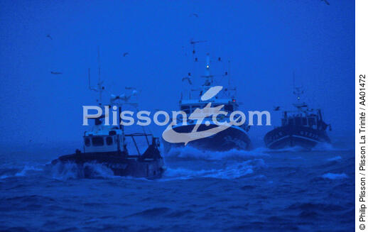 Retour de pêche. - © Philip Plisson / Plisson La Trinité / AA01472 - Nos reportages photos - Bretagne