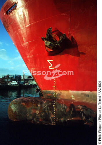 Etrave d'un cargo à Brest. - © Philip Plisson / Plisson La Trinité / AA01821 - Photo Galleries - Elements of boat