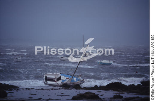 Stranding during the 1996 storm. - © Philip Plisson / Plisson La Trinité / AA01830 - Photo Galleries - Stormy sky