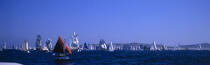 Flotte de vieuxs-gréments pendant Brest 96.¶ © Philip Plisson / Plisson La Trinité / AA02130 - Nos reportages photos - Panoramique horizontal