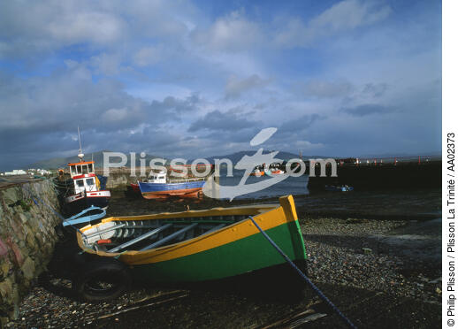 Bateaux dans un port à marée basse. - © Philip Plisson / Plisson La Trinité / AA02373 - Nos reportages photos - Irlande, l'île verte