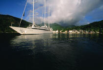 Le Ponant à Sainte-Lucie © Philip Plisson / Plisson La Trinité / AA02916 - Nos reportages photos - Antilles [Les]