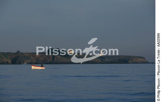 Petite pêche devant la pointe des Poulains - © Philip Plisson / Plisson La Trinité / AA02999 - Nos reportages photos - Phare [56]