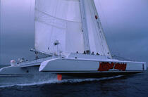 1ère sortie pour le maxi catamaran Code One © Philip Plisson / Plisson La Trinité / AA03081 - Photo Galleries - The Race