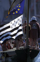 We hoisted flags arriving at the port © Philip Plisson / Plisson La Trinité / AA03339 - Photo Galleries - Maritime Event