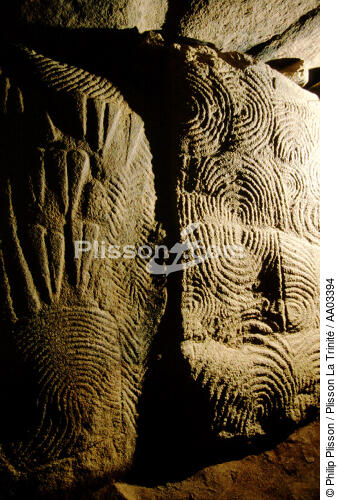 Gavrinis : tumulus de l'interieur. - © Philip Plisson / Plisson La Trinité / AA03394 - Nos reportages photos - Intérieur