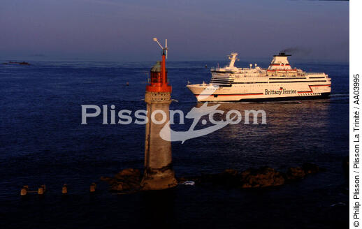Ferry passant derrière le Grand-Jardin. - © Philip Plisson / Plisson La Trinité / AA03995 - Nos reportages photos - Ferry