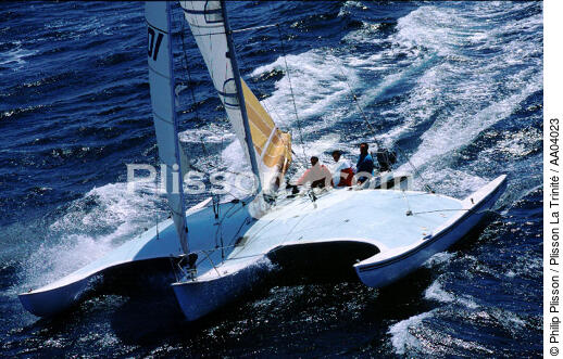 Aile Bleue - © Philip Plisson / Plisson La Trinité / AA04023 - Photo Galleries - Ocean racing trimaran