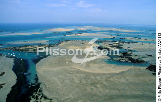 Vue aérienne de chausey à marée basse. - © Philip Plisson / Plisson La Trinité / AA04113 - Nos reportages photos - Ostréiculture