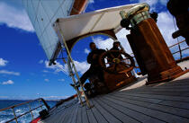 A la barre de Shenandoah. © Philip Plisson / Plisson La Trinité / AA04941 - Photo Galleries - Traditional sailing