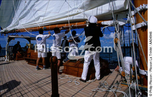 L'équipage de la voilure. - © Philip Plisson / Plisson La Trinité / AA04946 - Photo Galleries - Sails