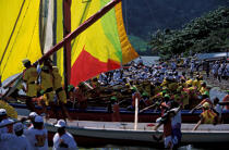 Régates à la Martinique : toutes les yoles sont prêtes au départ © Philip Plisson / Plisson La Trinité / AA05382 - Photo Galleries - Dinghy or small boat with centre-board