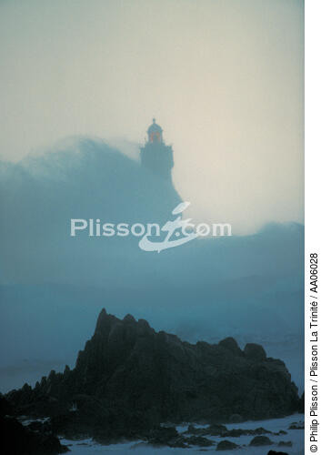 Le phare de la Jument, le long des côtes d'Ouessant. - © Philip Plisson / Plisson La Trinité / AA06028 - Nos reportages photos - Activité maritime