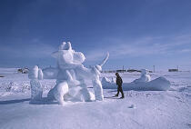 Sculpture sur glace aux Iles de la Madeleine. © Philip Plisson / Plisson La Trinité / AA06624 - Nos reportages photos - Province [Canada]