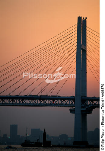 Baie de Tokyo - Pont de Yokohama - © Philip Plisson / Plisson La Trinité / AA06870 - Nos reportages photos - Pont suspendu