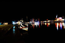 Eclairage dans le port de Saint-Nazaire. © Philip Plisson / Plisson La Trinité / AA07128 - Nos reportages photos - Nuit
