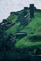 Les Ruines du château de Peel sur l'île de Man. © Philip Plisson / Plisson La Trinité / AA08919 - Nos reportages photos - Mots clés