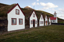 La ferme du musée de Laufas en Islande. © Philip Plisson / Plisson La Trinité / AA09558 - Nos reportages photos - Monument religieux