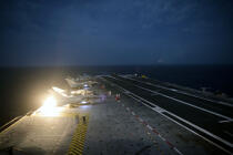 The flight deck of the Charles de Gaulle by night. © Philip Plisson / Pêcheur d’Images / AA09917 - Photo Galleries - The Navy