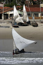 Jangadas sur la plage. © Philip Plisson / Plisson La Trinité / AA10025 - Nos reportages photos - Etat [Brésil]