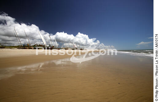 Jangadas sur une plage du Ceara. - © Philip Plisson / Plisson La Trinité / AA10174 - Nos reportages photos - Jangada