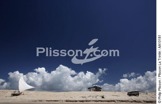 Jangada on a beach of Caponga. - © Philip Plisson / Plisson La Trinité / AA10181 - Photo Galleries - Brazil