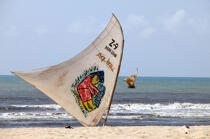 Veil of a Jangada on a beach of Ceara. © Philip Plisson / Plisson La Trinité / AA10231 - Photo Galleries - State [Brazil]