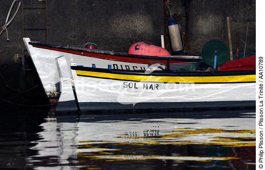 Immatriculations dans le port d' Horta aux Açores. - © Philip Plisson / Plisson La Trinité / AA10789 - Nos reportages photos - Canot de pêche
