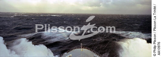 Le Queen Mary 2 dans le gros temps. - © Philip Plisson / Plisson La Trinité / AA10976 - Nos reportages photos - Paquebot