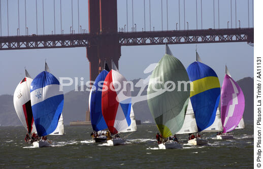 Régate sous le Golden Gate. - © Philip Plisson / Plisson La Trinité / AA11131 - Nos reportages photos - Pont