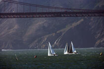 Régate sous le Golden Gate. © Philip Plisson / Plisson La Trinité / AA11140 - Nos reportages photos - Pont