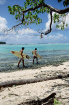 Surfers in Tahiti. © Philip Plisson / Plisson La Trinité / AA11353 - Photo Galleries - Surfing