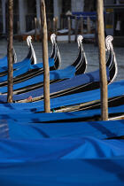 Gondoles à Venise. © Philip Plisson / Plisson La Trinité / AA11493 - Nos reportages photos - Bateau à rames