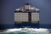 Container ships in the Rail of Ouessant. © Philip Plisson / Plisson La Trinité / AA11663 - Photo Galleries - Calm sea