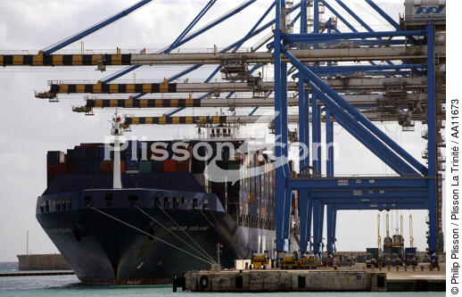 Porte-conteneurs à Malte. - © Philip Plisson / Plisson La Trinité / AA11673 - Nos reportages photos - Porte-conteneurs, la démesure