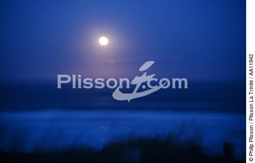 Aquitaine, pleine lune sur la côte. - © Philip Plisson / Plisson La Trinité / AA11942 - Nos reportages photos - Astre