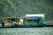 Maisons flottantes dans la baie d'Along. © Philip Plisson / Plisson La Trinité / AA12305 - Nos reportages photos - La Baie d'Along, Vietnam