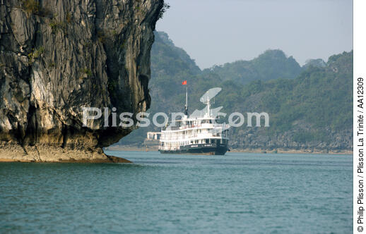 Barque dans la baie d'Along. - © Philip Plisson / Plisson La Trinité / AA12309 - Nos reportages photos - Site [Vietnam]